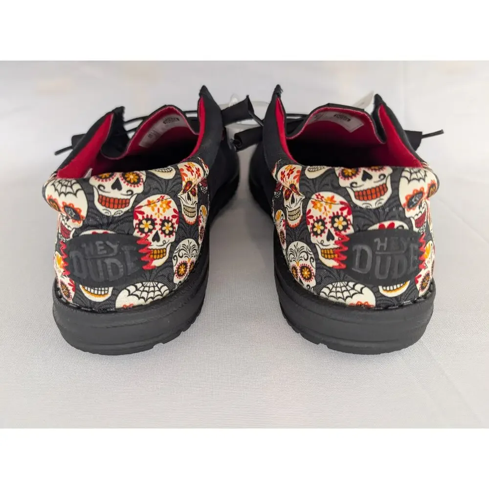 NWT Hey Dude Shoes Men’s Wally Funk Day of the Dead in Black size 11 (NO BOX)